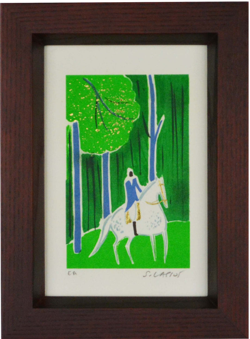セルジュ ラシス『 森の乗馬 Ⅱ 』リトグラフ 本人鉛筆サインあり