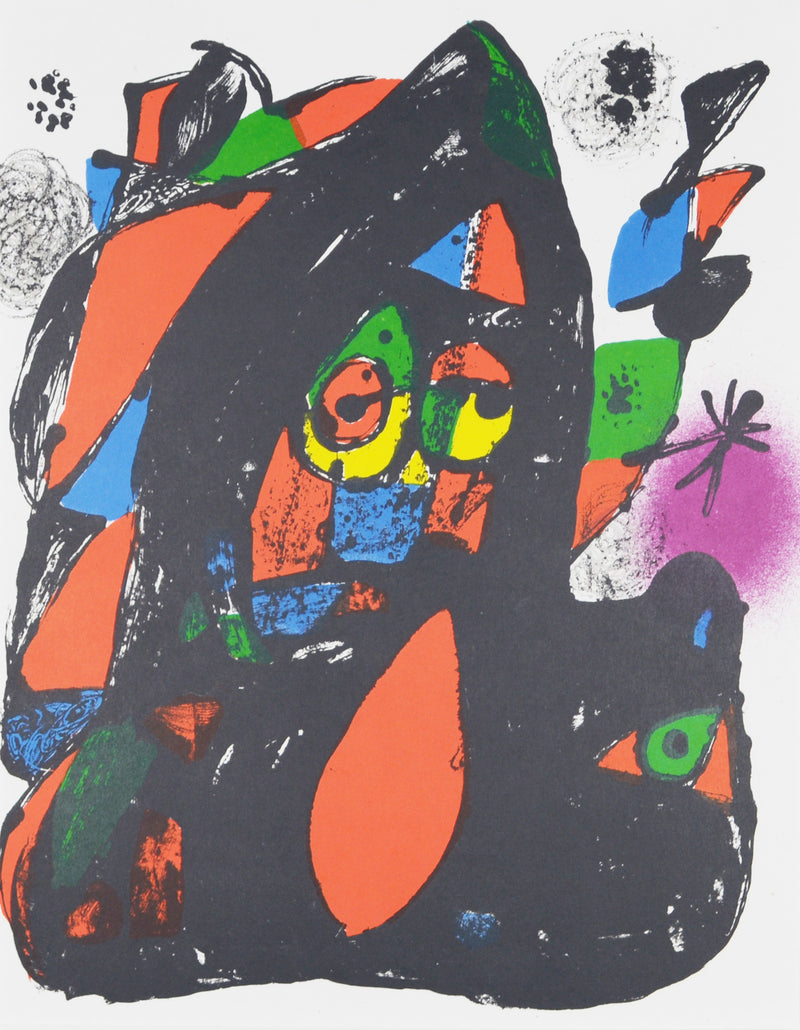 ジョアン ミロ『Original Lithograph【LITHOGRAPHS VolumeⅣ 1969-1972より】』絵画 版画 リトグラフ 1981年パリで制作 作家生前作品 新品の額付き 壁面への取付け用フック付き