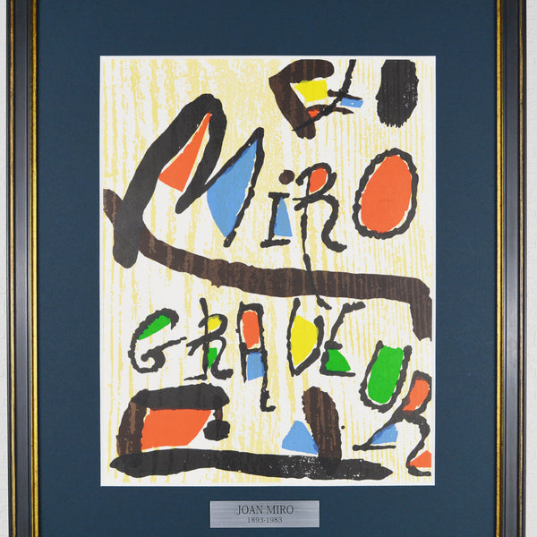 ジョアン ミロ 『 UNTITLED①【miro graveur 第Ⅰ巻1928-1960より】』版画 1983年ごろ制作 作家生前作品 新品の額付き  壁面への取付け用フック付き