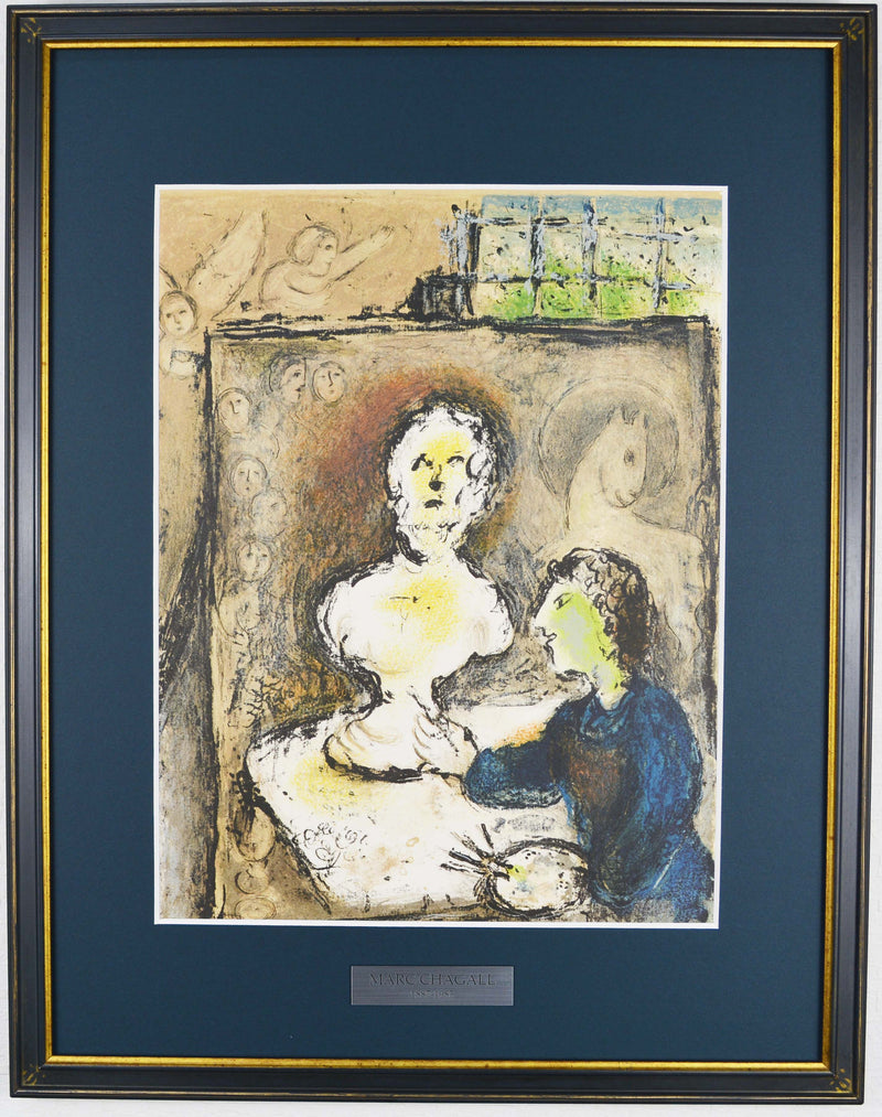 マルク シャガール 『ホメロスに捧ぐ－ホメロスの胸像とシャガール【オデュッセイア】』 絵画 グラノリトグラフ 1989年西ドイツで制作(復刻)