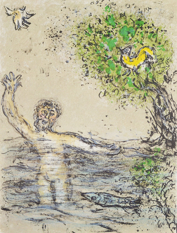 マルク シャガール 『波にのまれたオデュッセウス【オデュッセイア】』 絵画 グラノリトグラフ 1989年西ドイツで制作(復刻)