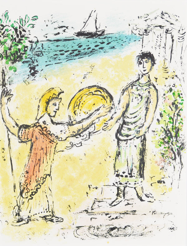 マルク シャガール 『オデュッセウスの息子テレマコスに帰国を促す女神アテナ【オデュッセイア】』 絵画 グラノリトグラフ 1989年西ドイツで制作(復刻)