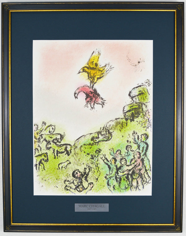 マルク シャガール 『神の予兆。アポロン神のお使い鳥のハヤブサと鳩【オデュッセイア】』 絵画 グラノリトグラフ 1989年西ドイツで制作(復刻)