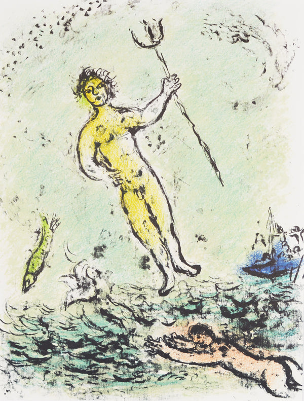 マルク シャガール 『海神ポセイドン【オデュッセイア】』 絵画 グラノリトグラフ 1989年西ドイツで制作(復刻)