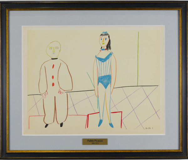 パブロ ピカソ『 人間喜劇より X 』 リトグラフ 1954年パリで制作 ムルロ工房 作家生前作品 新品の額付き 壁面への取付け用フック付き