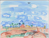 ラウル デュフィ 『風景【ラウル・デュフィへの手紙より】』リトグラフ 1965年パリで制作 新品の額付き 壁面への取付けフック付き