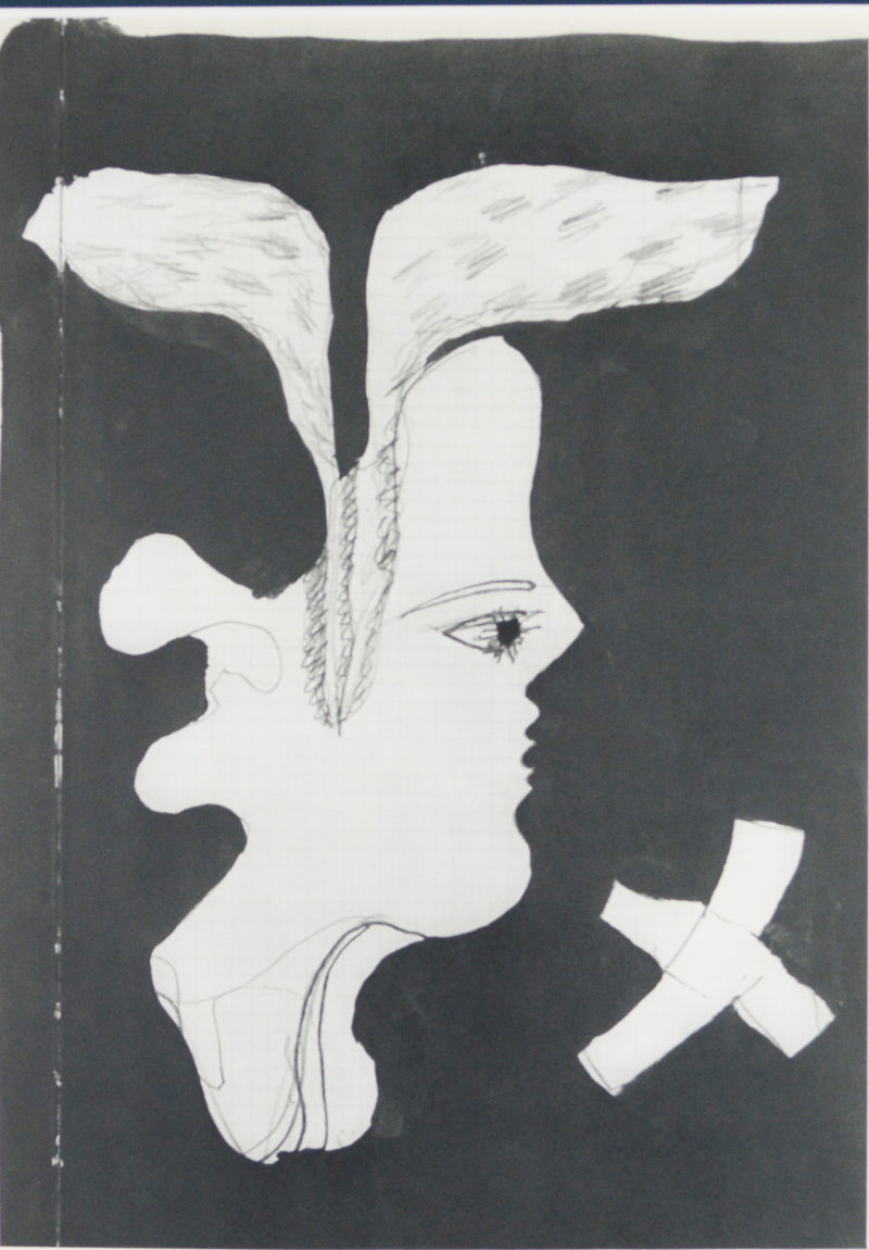 ジョルジュ ブラック『女の横顔【ジョルジュ・ブラックのスケッチブックより】』版画 ヘリオグラビュール 1955年パリで制作 作家生前作品 新品の額付き 壁面への取付け用フック付き