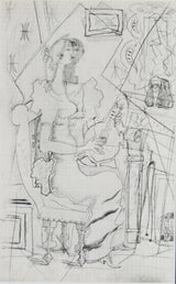ジョルジュ ブラック『横を向いて座る女【ジョルジュ・ブラックのスケッチブックより】』版画 ヘリオグラビュール 1955年パリで制作 作家生前作品 新品の額付き 壁面への取付け用フック付き