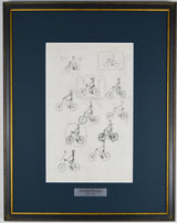 ジョルジュ ブラック『自転車【ジョルジュ・ブラックのスケッチブックより】』版画 ヘリオグラビュール 1955年パリで制作 作家生前作品 新品の額付き 壁面への取付け用フック付き