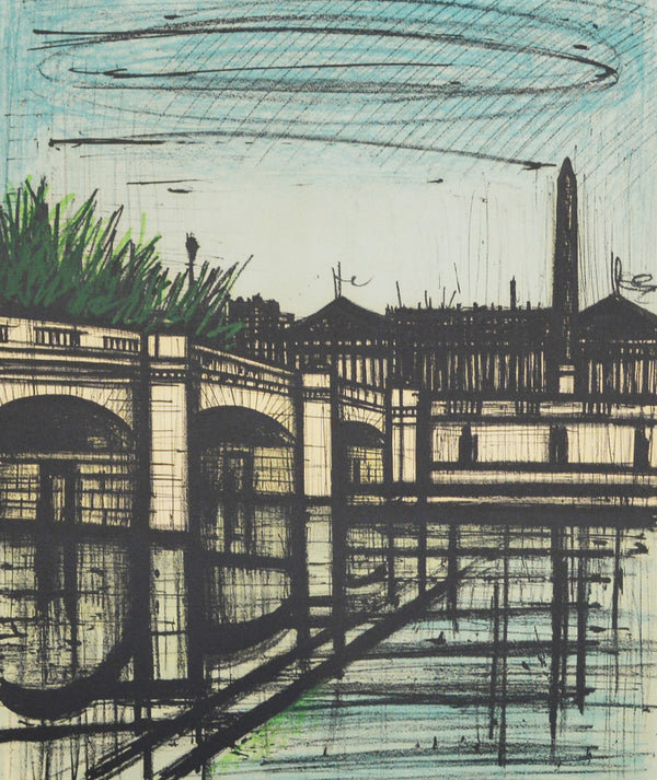 ベルナール ビュッフェ 『 パリのコンコルド橋 』 絵画 版画 リトグラフ 1968年パリで制作