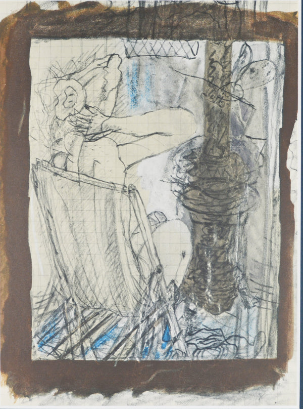 ジョルジュ ブラック『後ろ向きに腰掛ける女【ジョルジュ・ブラックのスケッチブックより】』 絵画 本 版画 リトグラフ 1955年パリで制作 ムルロ工房 作家生前作品 新品の額付き 壁面への取付け用フック付き