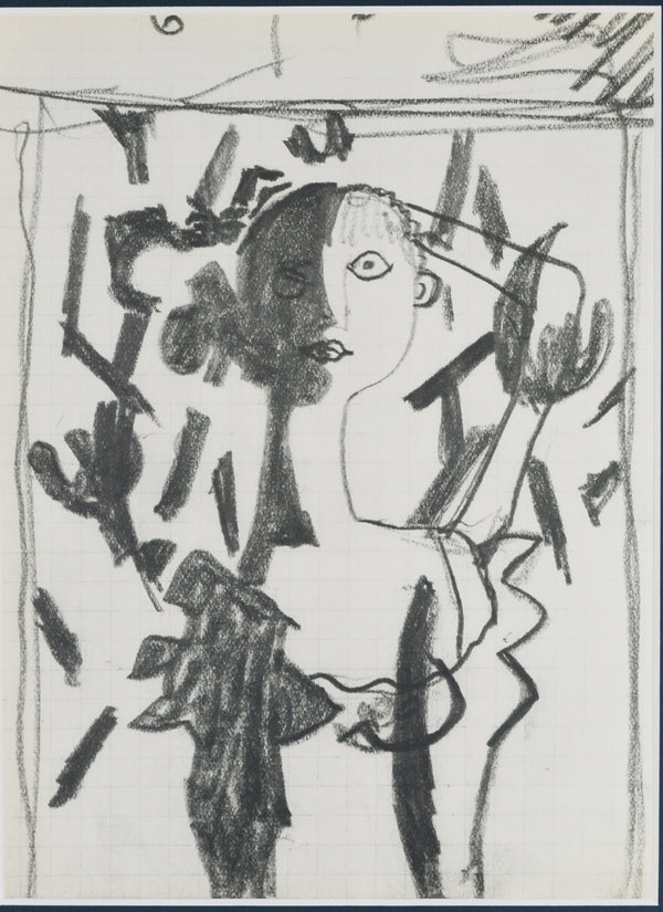 ジョルジュ ブラック『女の胸像【ジョルジュ・ブラックのスケッチブックより】』版画 ヘリオグラビュール 1955年パリで制作 作家生前作品 新品の額付き 壁面への取付け用フック付き