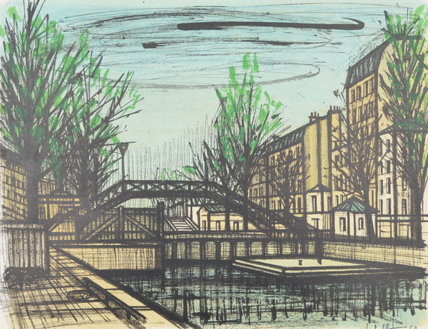 ベルナール ビュッフェ 『 サンマルタン運河 』 絵画 版画 リトグラフ 1968年パリで制作