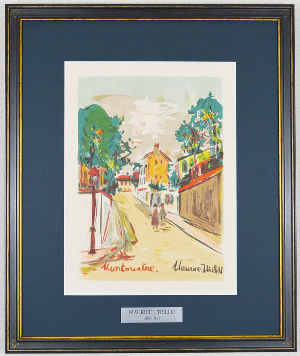 モーリス ユトリロ『 モンマルトルの散歩道 【モンマルトル・ベキュ】』絵画 版画 リトグラフ 1947年パリで制作 作家生前作品