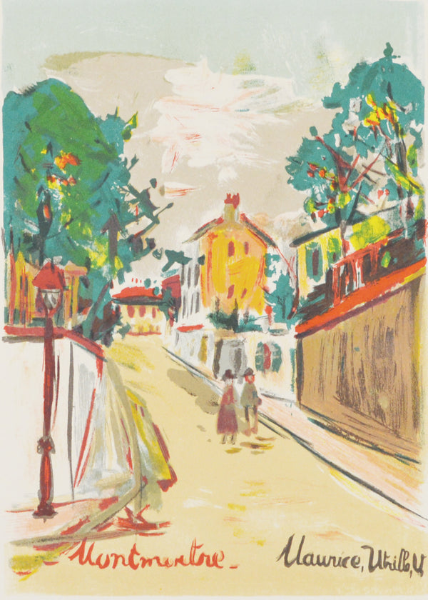 モーリス ユトリロ『 モンマルトルの散歩道 【モンマルトル・ベキュ】』絵画 版画 リトグラフ 1947年パリで制作 作家生前作品