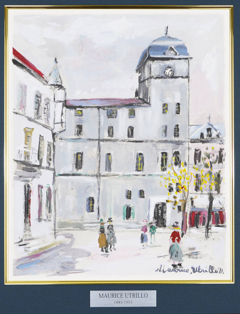 モーリス ユトリロ『 古びた中学校 【霊感の村】』絵画 版画 ポショワール 1950年パリで制作 作家生前作品