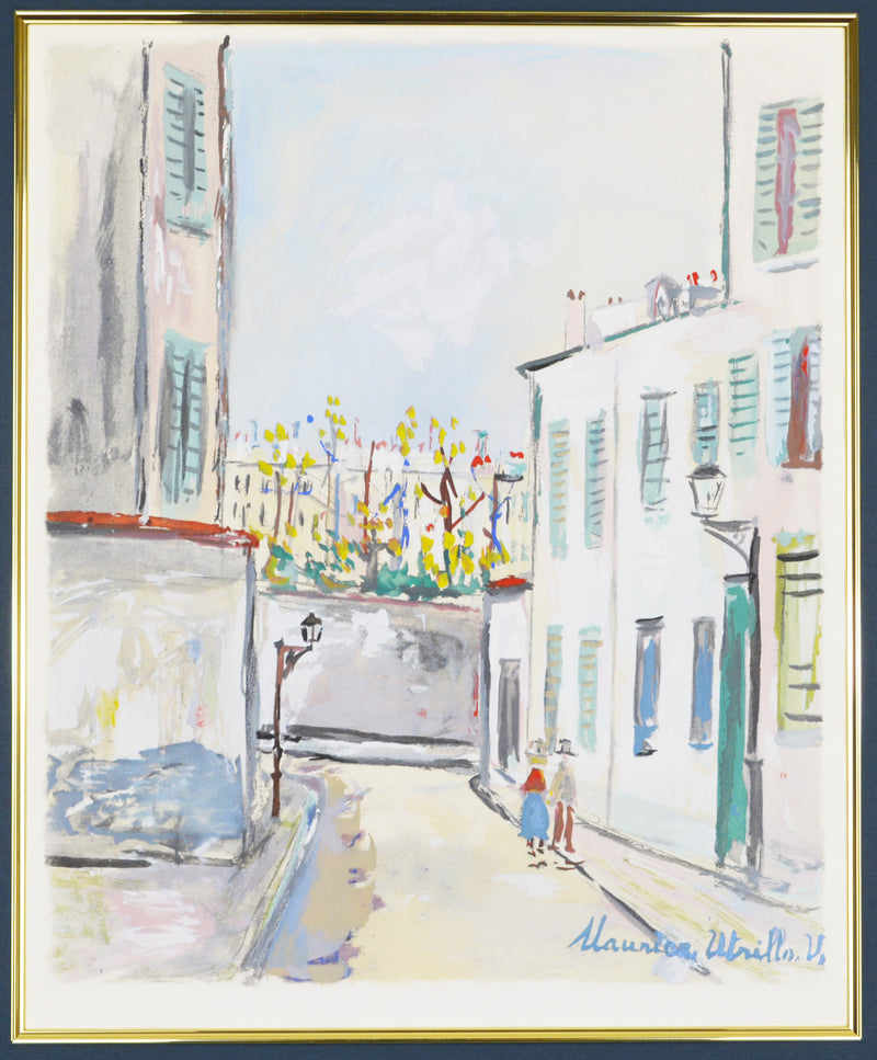 モーリス ユトリロ『モンマルトルの小路 【霊感の村】』絵画 版画 ポショワール 1950年パリで制作 作家生前作品