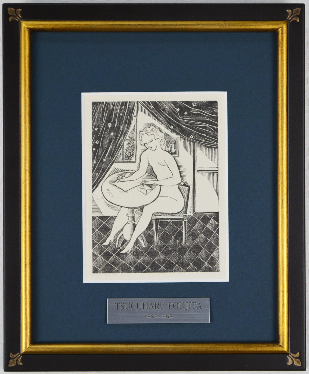 藤田 嗣治 『手紙【ポーゾル王の冒険より】』木版画 1925年パリで 