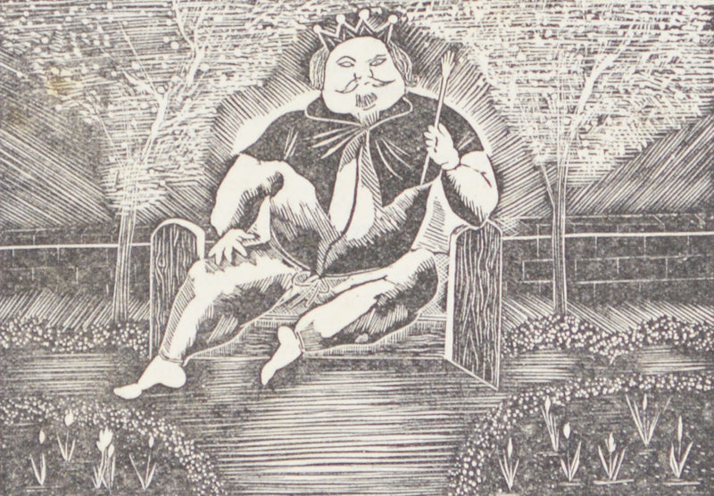 藤田 嗣治 『鎮座する王【ポーゾル王の冒険より】』 木版画 1925年パリ