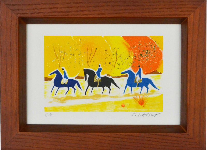 セルジュ ラシス『 森の乗馬 Ⅲ 』リトグラフ 本人鉛筆サインあり