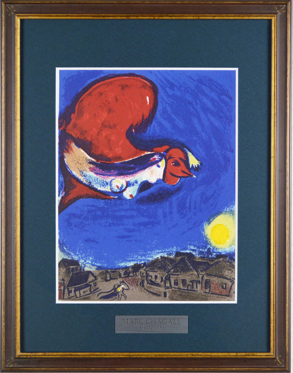 マルク シャガール 『赤い鳥と女【デリエール・ル・ミロワール 27/28号より】』リトグラフ 1950年パリで制作 作家生前作品 新品の額付き