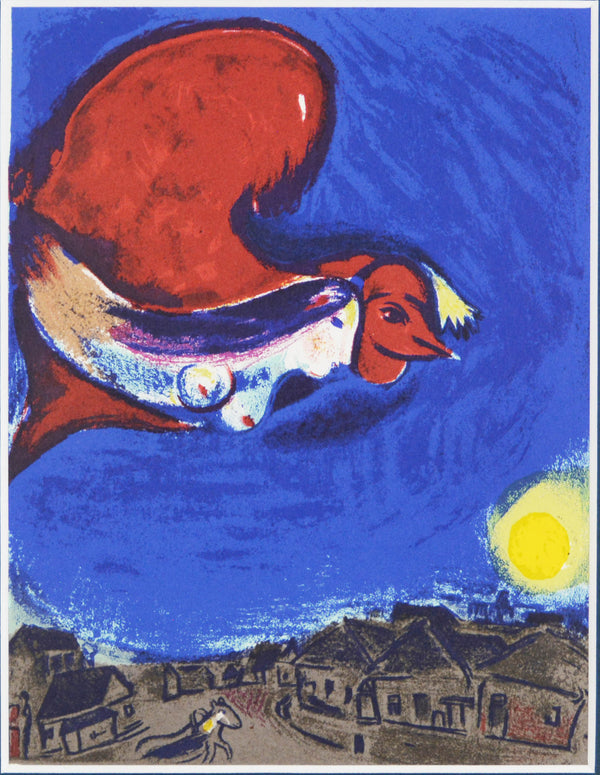 マルク シャガール 『赤い鳥と女【デリエール・ル・ミロワール 27/28号より】』リトグラフ 1950年パリで制作 作家生前作品 新品の額付き