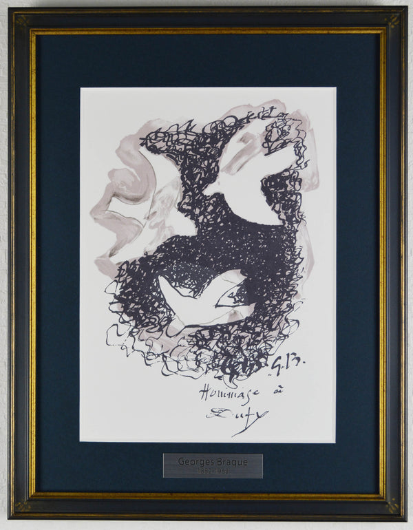 ジョルジュ ブラック 『 ラウル・ デュフィ への手紙 』 絵画 版画 リトグラフ 本 1959年制作 作家生前作品 新品の額付き 壁面への取付けフック付き