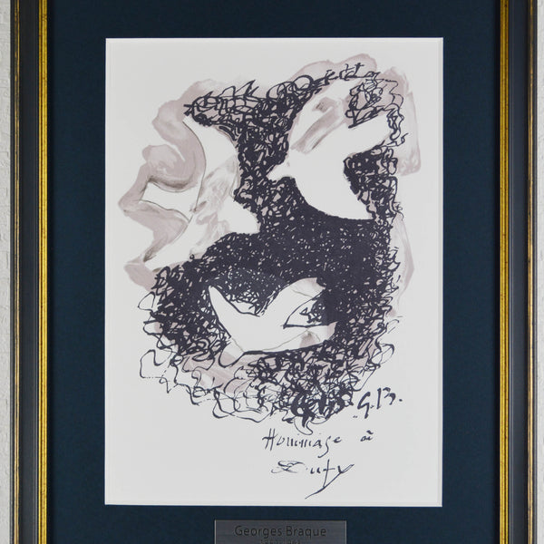 ジョルジュ ブラック 『 ラウル・ デュフィ への手紙 』 絵画 版画 リトグラフ 本 1959年制作 作家生前作品 新品の額付き  壁面への取付けフック付き